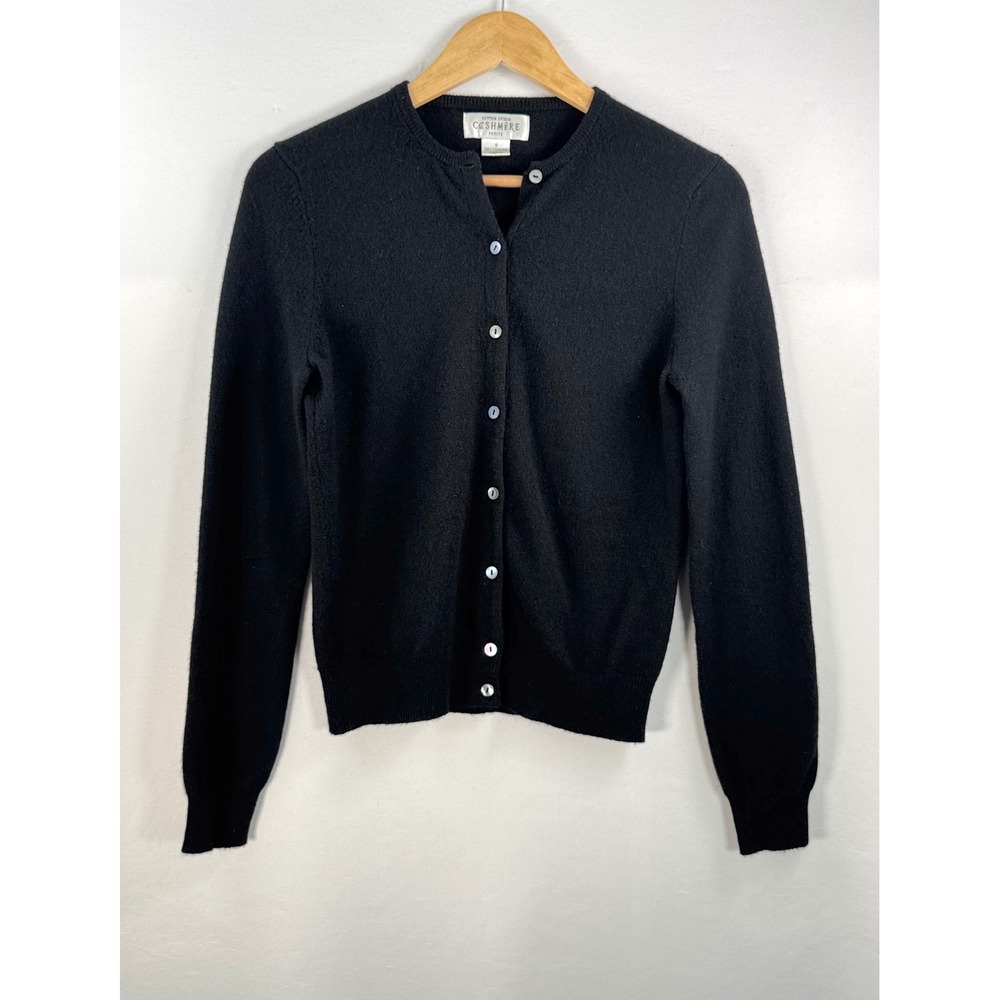 Sutton Studio Cardigan S Black Cashmere Sweater Quiet Luxury Minimalist Knit